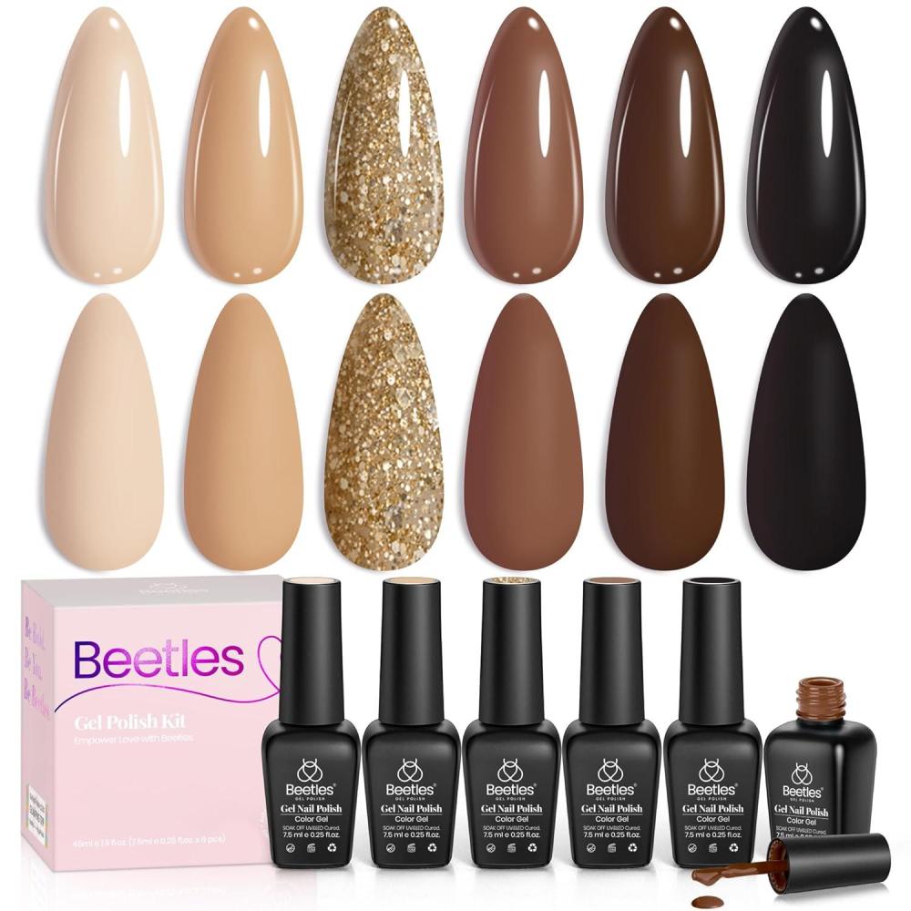 imageBeetles Jelly Gel Nail Polish Set  Ballet Dress Jelly Gel Polish 6 Colors Milky Pink Nude Pink Sheer Gel Nail Kit Transparent Effect Soak Off UV DIY Manicure French Nail Art Gifts for Women00Chocolate Brown