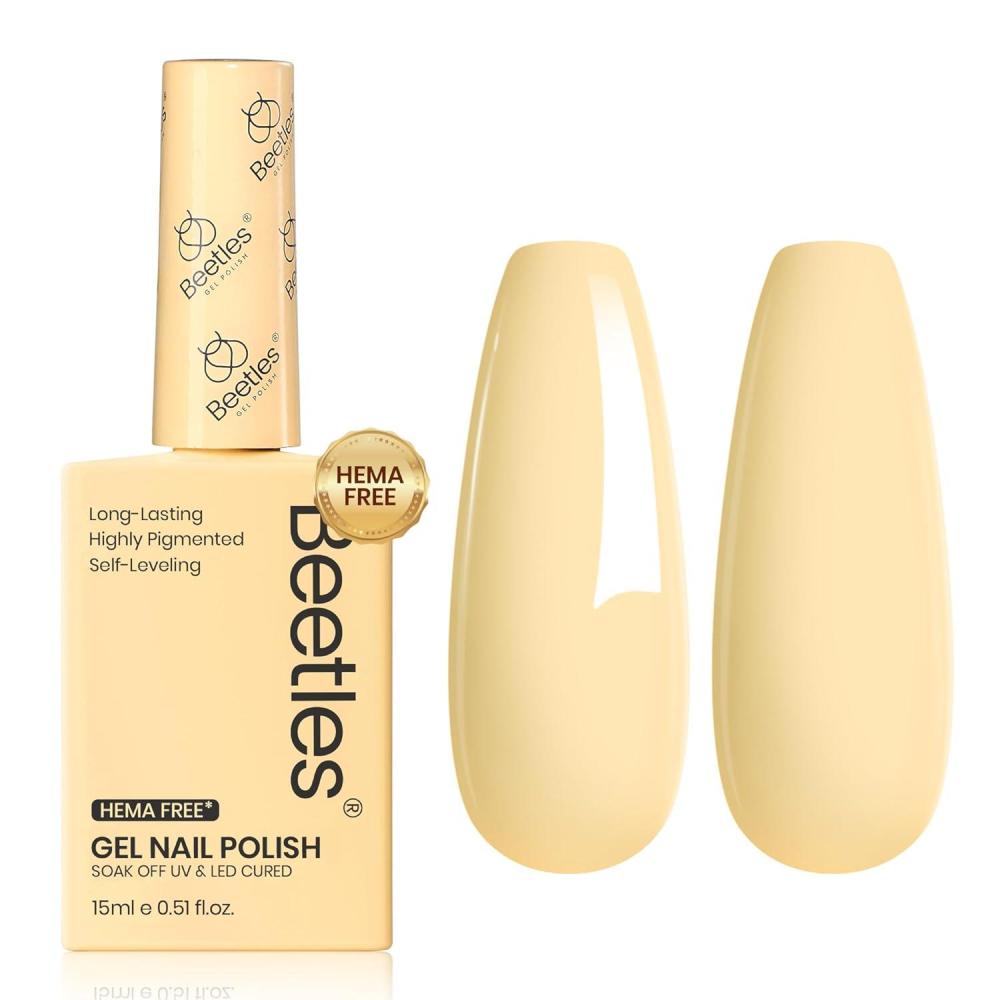 imageBeetles Nude Pink Gel Nail Polish  Misty Rose Jelly Gel Polish Hema Free Natural Nude Pink Nail Polish Nail Concealer Sheer Translucent Effect Soak Off UV Nail Art Manicure Gift for Women 15MLHemafree Yellow Gel Nail Polish