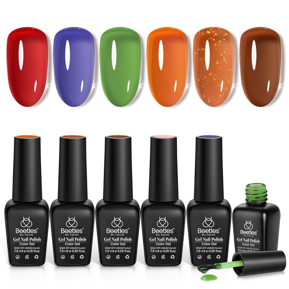 imageBeetles Pearl Gel Nail Polish 6 Colors Shimmer Cat Eye Holographic Glitter Nail Polish Set with Magnet Rainbow Mermaid Swirl Shell Thread Purple Pink Blue Green Velvet Gel Manicure Gifts for Women00Fall Glimmer