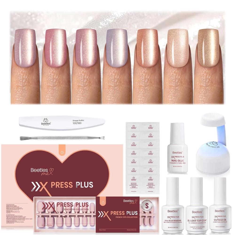 imageBeetles X Press Plus Red French Tip Nails  Crimson French  5 Colors Christmas Press On Nails Short Square  16 Sizes 160 Pcs Natural Salon Quality For Fall Nails2S SquareCat Eye Candy Nova Kit