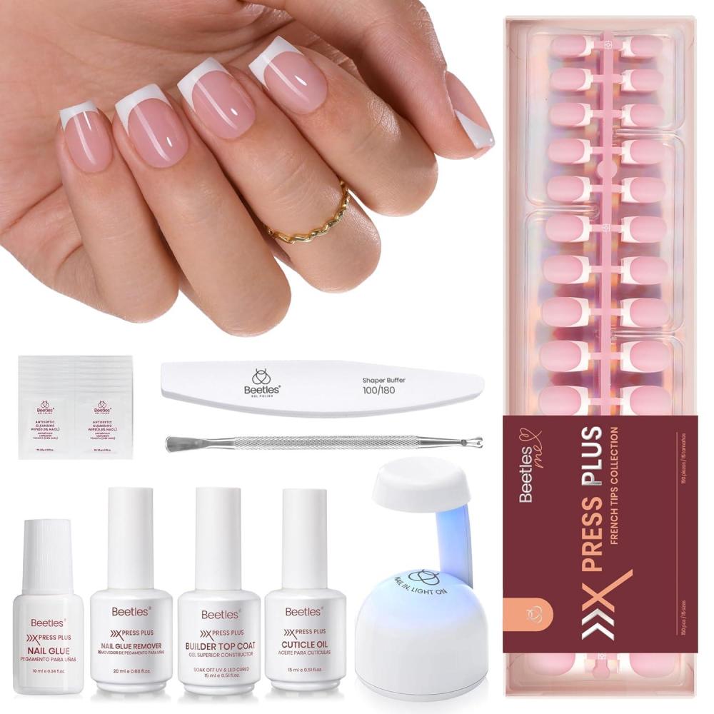 imageBeetles X Press Plus Red French Tip Nails  Crimson French  5 Colors Christmas Press On Nails Short Square  16 Sizes 160 Pcs Natural Salon Quality For Fall Nails8S SquareGlow French Kit