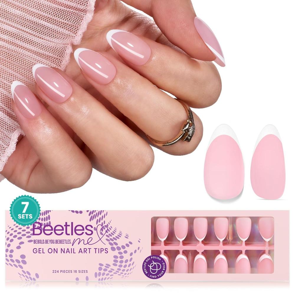 imageBeetles X Press Plus on Nails Kit Summer Pretty Box with Picnic Basket AllinOne Summer French Tips Press on Nails Kit with Nail Gels and Tools Best Gift for Girls Women2025 Limited EditionBShort Almond Micro French
