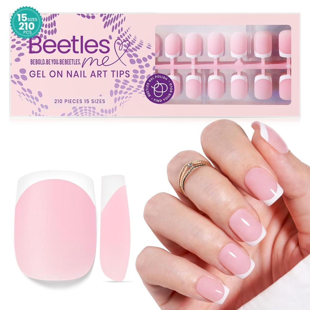 imageBeetles X Press Plus on Nails Kit Summer Pretty Box with Picnic Basket AllinOne Summer French Tips Press on Nails Kit with Nail Gels and Tools Best Gift for Girls Women2025 Limited EditionAUltra Short Square