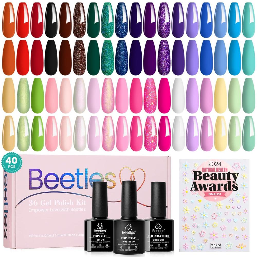 imagebeetles Gel Polish Kit Nude Gray Pink Blue Burgundy Glitter Gel Polish Set Modern Muse Collection with 3Pcs Base Matte Glossy Top Coat Soak off Uv Gel for WomenVerse of Flower