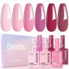 imageBeetles Jelly Gel Nail Polish Set  6 Colors 15ML Full Size Hema Free Nude Pink Brown Milky White Sheer Gel Polish Kit Translucent Effect Soak Off UV Colorful Bottle Gel Gift for WomenRomantic Blush