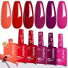 imageBeetles Jelly Gel Nail Polish Set  6 Colors 15ML Full Size Hema Free Nude Pink Brown Milky White Sheer Gel Polish Kit Translucent Effect Soak Off UV Colorful Bottle Gel Gift for WomenFiery Passion