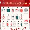imageBeetles X Press Plus Gel Nails Kit  Christmas Glitz  7 Desgin Christmas Press On Nails Short Square  224Pcs 16 Sizes AllinOne Kit With Nail GlueRemoverBuilder Top CoatNail Lamp Gift0S SquareChristmas Glitz Kit