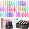 imagebeetles Gel Polish Kit Nude Gray Pink Blue Burgundy Glitter Gel Polish Set Modern Muse Collection with 3Pcs Base Matte Glossy Top Coat Soak off Uv Gel for Women00 Pastel Paradise 20 Colors