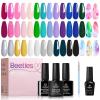 imagebeetles Gel Polish Set  23Pcs Macaroon Color Gel Nail Kit with Glossy Matte Top Coat Base Coat Yellow Pink White Purple Blue Glitter Bright Uv Nails Paradise Pastel Gel Christmas Gifts for Women320 Lightyears Away