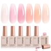 imageBeetles Jelly Gel Nail Polish Set  Ballet Dress Jelly Gel Polish 6 Colors Milky Pink Nude Pink Sheer Gel Nail Kit Transparent Effect Soak Off UV DIY Manicure French Nail Art Gifts for Women000Colors Ballet Dress