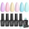 imageBeetles Pastel Gel Polish Set  6 Colors Pink Yellow Blue Green Purple Soak Off Nail UV Lamp Gel Nail Kits Decorations Nail Art Gifts