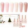 imageBeetles Rubber Base Gel Nail Polish  Christmas Limited 6 Colors Nude Gel Polish Pink Peach Neutral Sheer Base Colors for French Nail Tips Flexible U V LED Soak Off DIY Home Manicure Winter Gifts