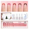 imageBeetles X Press Plus Red French Tip Nails  Crimson French  5 Colors Christmas Press On Nails Short Square  16 Sizes 160 Pcs Natural Salon Quality For Fall Nails1S SquareChristmas Crimson French Kit