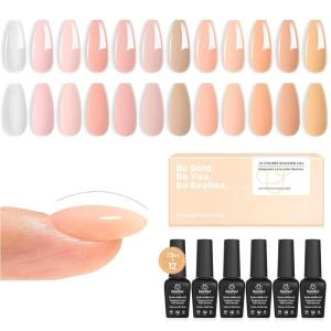 imageBeetles Builder Gel Set12 Colors 7 in 1 Nail Thickening Strengthening Building Apex for Beginner DIY Salon at HomePink Nude Gel Builder Nail Art Design Beauty Gifts for WomenUV ampamp LED Lamp NeededClear Nude Pink Brown Collection