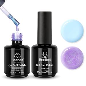 imageBeetles Galaxy Wish Silver Cat Eye Gel Nail Polish  15ML Christmas Silver Glitter Cat Eye Gel Polish with Magnet Soak Off UV Velvet Nail Polish Salon DIY Manicure Winter Gift for WomenBaby Blue  Purple