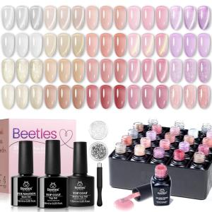 imageBeetles Gel Nail Polish Set 20 Colors Red Blue White Nails with No Wipe Base and Glossy ampamp Matte Top Coat for Soakoff UV Light Gel Nail Art Manicure Set DIY at Home Gifts for Women Girls20 colors Glowy Grace