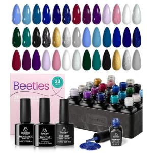 imageBeetles Gel Nail Polish Set 20 Colors Red Blue White Nails with No Wipe Base and Glossy ampamp Matte Top Coat for Soakoff UV Light Gel Nail Art Manicure Set DIY at Home Gifts for Women Girls00 20 Colors Celestial Collection