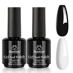 imageBeetles Halloween Gel Nail Polish  Luminous Orange Glow in the Dark Gel Polish Soak Off Uv LED Nail Lamp Halloween Nail Art Manicure Salon DIY Home 05Oz215ml Black  White
