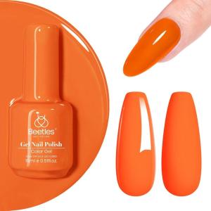 imageBeetles Halloween Gel Nail Polish  Luminous Orange Glow in the Dark Gel Polish Soak Off Uv LED Nail Lamp Halloween Nail Art Manicure Salon DIY Home 05OzVibrant Tangerine