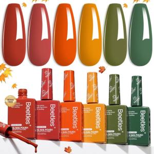 imageBeetles Jelly Gel Nail Polish Set  6 Colors 15ML Full Size Hema Free Nude Pink Brown Milky White Sheer Gel Polish Kit Translucent Effect Soak Off UV Colorful Bottle Gel Gift for WomenGolden Hour