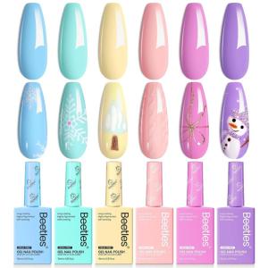 imageBeetles Jelly Gel Nail Polish Set  6 Colors 15ML Full Size Hema Free Nude Pink Brown Milky White Sheer Gel Polish Kit Translucent Effect Soak Off UV Colorful Bottle Gel Gift for WomenFairy Tale Dream
