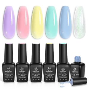 imageBeetles Jelly Gel Nail Polish Set  Ballet Dress Jelly Gel Polish 6 Colors Milky Pink Nude Pink Sheer Gel Nail Kit Transparent Effect Soak Off UV DIY Manicure French Nail Art Gifts for WomenMarshmallow Dream