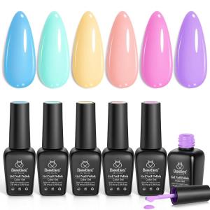 imageBeetles Jelly Gel Nail Polish Set 6 Colors Milky White Nude Pink Brown Sheer Gel Polish Kit Nail Concealer Translucent Effect Soak Off Uv French Nail Art Gift for Women Ultimate Monochrome Collection6 Colors Pastel