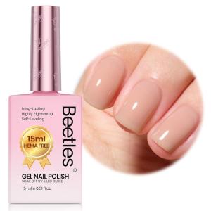 imageBeetles Nude Pink Gel Nail Polish  Misty Rose Jelly Gel Polish Hema Free Natural Nude Pink Nail Polish Nail Concealer Sheer Translucent Effect Soak Off UV Nail Art Manicure Gift for Women 15ML000Oat Latte