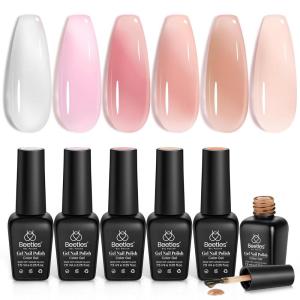 imageBeetles Pearl Gel Nail Polish 6 Colors Shimmer Cat Eye Holographic Glitter Nail Polish Set with Magnet Rainbow Mermaid Swirl Shell Thread Purple Pink Blue Green Velvet Gel Manicure Gifts for Women00Nude Pink Gel