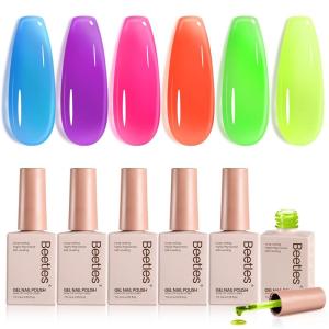 imageBeetles Pearl Gel Nail Polish 6 Colors Shimmer Cat Eye Holographic Glitter Nail Polish Set with Magnet Rainbow Mermaid Swirl Shell Thread Purple Pink Blue Green Velvet Gel Manicure Gifts for WomenJelly Gels