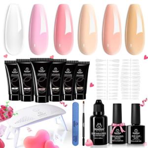 imageBeetles Poly Nail Gel Kit  6 Colors Jelly Nude Extension Kit with Slip Solution Builder Nail Enhancement for Beginner ampamp Professional Long Lasting DIY Home Christmas Gift for Women UV ampamp LED NeededGentle Whisper
