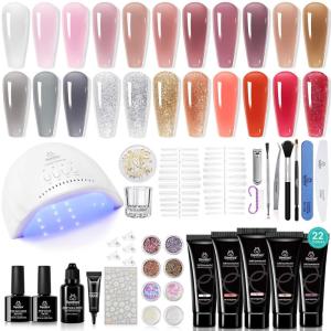 imageBeetles Poly Nail Gel Kit  6 Colors Jelly Nude Extension Kit with Slip Solution Builder Nail Enhancement for Beginner ampamp Professional Long Lasting DIY Home Christmas Gift for Women UV ampamp LED NeededDazzling Night