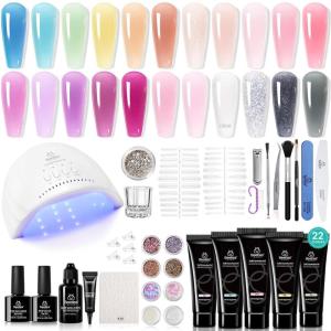 imageBeetles Poly Nail Gel Kit  6 Colors Jelly Nude Extension Kit with Slip Solution Builder Nail Enhancement for Beginner ampamp Professional Long Lasting DIY Home Christmas Gift for Women UV ampamp LED NeededSpring Fairytale