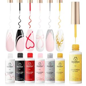 imageBeetles Summer Gel Liner Nail Polish Set  6 Neon Gel Nail Polish Colors Hot Pink Orange Blue Yellow Paint for Nails Built Thin Brush in Bottle Soak off Uv LED Lamp Nails ArtGrid Girl