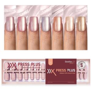 imageBeetles X Press Plus Gel Nails Kit  Christmas Glitz  7 Desgin Christmas Press On Nails Short Square  224Pcs 16 Sizes AllinOne Kit With Nail GlueRemoverBuilder Top CoatNail Lamp Gift2S SquareCat Eye Candy Nova