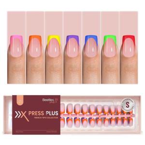 imageBeetles X Press Plus Gel Nails Kit  Christmas Glitz  7 Desgin Christmas Press On Nails Short Square  224Pcs 16 Sizes AllinOne Kit With Nail GlueRemoverBuilder Top CoatNail Lamp Gift6S SquavalChroma French