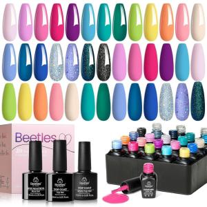 imagebeetles Gel Polish Kit Nude Gray Pink Blue Burgundy Glitter Gel Polish Set Modern Muse Collection with 3Pcs Base Matte Glossy Top Coat Soak off Uv Gel for WomenFantasyland Collection