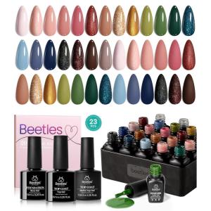 imagebeetles Gel Polish Set  23Pcs Macaroon Color Gel Nail Kit with Glossy Matte Top Coat Base Coat Yellow Pink White Purple Blue Glitter Bright Uv Nails Paradise Pastel Gel Christmas Gifts for Women00 20 Colors Songs for Nature