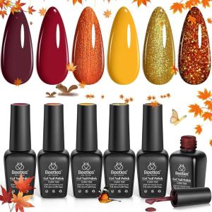 imageBeetles Christmas Gel Nail Polish Set Fall Burgundy Purple Red Green Glitter Gel Polish Soak Off Nail Art Beauty Gift Set for Women00Golden Blessing