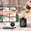 imageBeetles Builder Gel Set HEMA FreeWhispered Petals 4 Colors 8 in 1 Thickening Strengthening Building Apex with BaseampampTop Coat Gel for Beginner DIY Salon at Home UV ampamp LED Nude Pink Builder Nail GelCat Eye Star Cascade
