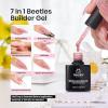imageBeetles Builder Gel Set HEMA FreeWhispered Petals 4 Colors 8 in 1 Thickening Strengthening Building Apex with BaseampampTop Coat Gel for Beginner DIY Salon at Home UV ampamp LED Nude Pink Builder Nail GelSubtle Shimmer