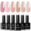 imageBeetles Builder Gel Set HEMA FreeWhispered Petals 4 Colors 8 in 1 Thickening Strengthening Building Apex with BaseampampTop Coat Gel for Beginner DIY Salon at Home UV ampamp LED Nude Pink Builder Nail GelBare Glam