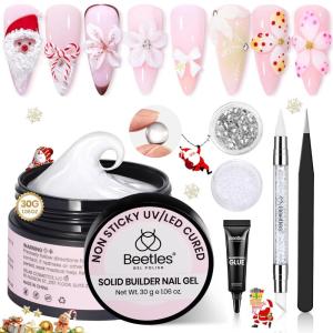 imageBeetles 3D Gel Nail Art KitChristmas Limited 3D Nail Art 4 Colors Clear Pink White Sculpting Gel NonSticky Hand Sculpting Building for DIY UV ampamp LED Lamp Cured NeededChristmas Gift for WomenWhite