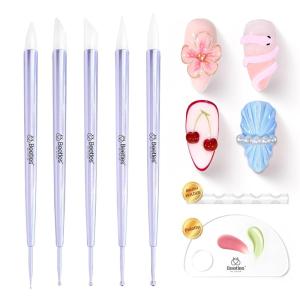 imageBeetles 3D Gel Nail Art KitChristmas Limited 3D Nail Art 4 Colors Clear Pink White Sculpting Gel NonSticky Hand Sculpting Building for DIY UV ampamp LED Lamp Cured NeededChristmas Gift for Women5pcs Nail Art Sculpture Pen