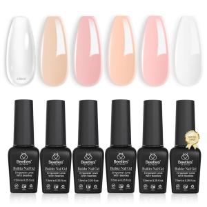 imageBeetles Builder Gel Set HEMA FreeWhispered Petals 4 Colors 8 in 1 Thickening Strengthening Building Apex with BaseampampTop Coat Gel for Beginner DIY Salon at Home UV ampamp LED Nude Pink Builder Nail GelA16 Colors Builder Gel SetSheer Peach