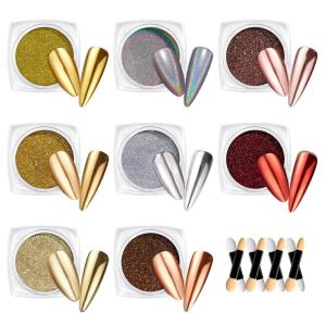 imageBeetles Chrome Nail Powder Christmas 8 Colors Mirror Effect Gold Silver Holographic Aurora Iridescent Pearl Manicure Nail Art Decoration Glitter Cromer Nail Powder for Nails 1gJar Gift for WomenAUnexpected Wonder