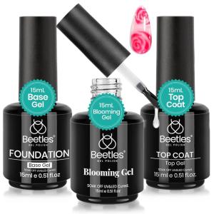 imageBeetles Gel Base and Top Coat Set Valentines Limited 2Pcs 15ml No Wipe Top Coat Gel Nail Polish amp Strong Adhesion Base Coat Long Lasting UV Lamp Needed Nail Art Design Manicure Gifts for WomenBase  Top Coat with Blooming Gel
