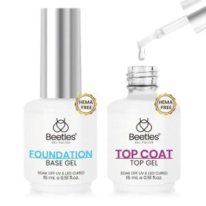 imageBeetles Gel Base and Top Coat Set Valentines Limited 2Pcs 15ml No Wipe Top Coat Gel Nail Polish amp Strong Adhesion Base Coat Long Lasting UV Lamp Needed Nail Art Design Manicure Gifts for WomenHema Free Base  Top Coat