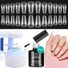 imageBeetles Gel Nail Kit FlatX Square Short 320pcs 16 Sizes Nail tips with 15g Nail Glue Gel HandsFree 75ml Base Gel amp Top Coat Mini Lamp for Acrylic Press On Nail Extension DIY Set at Home22 Medium Coffin 504pcs Clear Kit