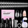 imageBeetles Gel Nail Kit FlatX Square Short 320pcs 16 Sizes Nail tips with 15g Nail Glue Gel HandsFree 75ml Base Gel amp Top Coat Mini Lamp for Acrylic Press On Nail Extension DIY Set at Home52 Almond Short 320pcs 16 Sizes CurveEX Kit